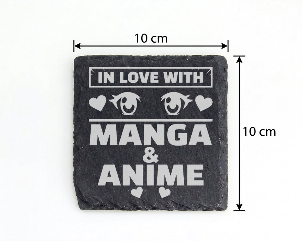 Schiefer Untersetzer In Love With Manga Anime Augen - Geschenk für Ota – Bild 4