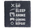 Schiefer Untersetzer Eat Sleep Anime Gaming Repeat - Geschenk für Zock – Bild 1