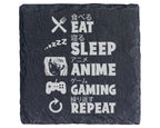 Schiefer Untersetzer Eat Sleep Anime Gaming Repeat - Geschenk für Zock – Bild 1