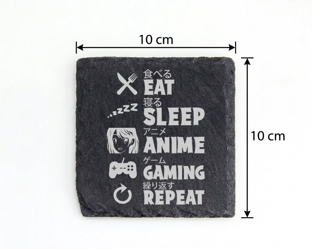 Schiefer Untersetzer Eat Sleep Anime Gaming Repeat - Geschenk für Zock – Bild 4
