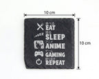 Schiefer Untersetzer Eat Sleep Anime Gaming Repeat - Geschenk für Zock – Bild 4