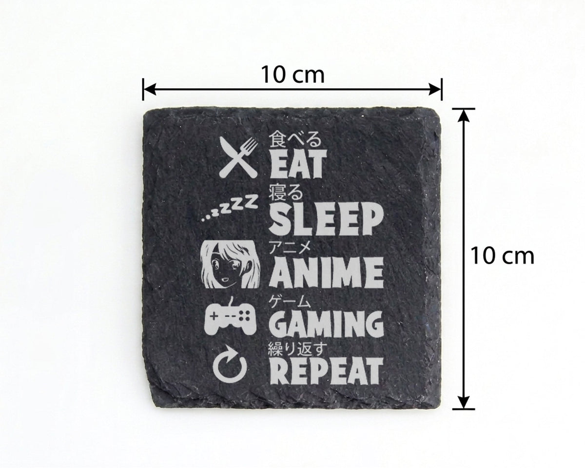 Schiefer Untersetzer Eat Sleep Anime Gaming Repeat - Geschenk für Zock – Bild 4