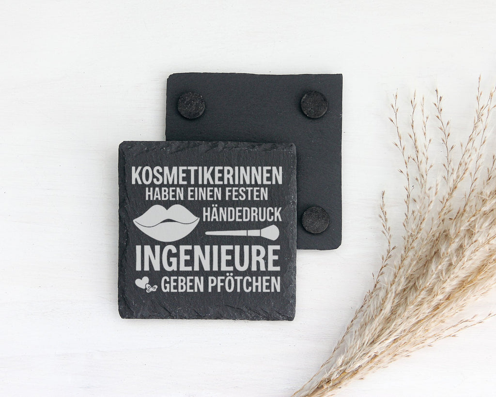 Schiefer Untersetzer Kosmetikerinnen Haben Festen Händedruck Ingenieur – Bild 2