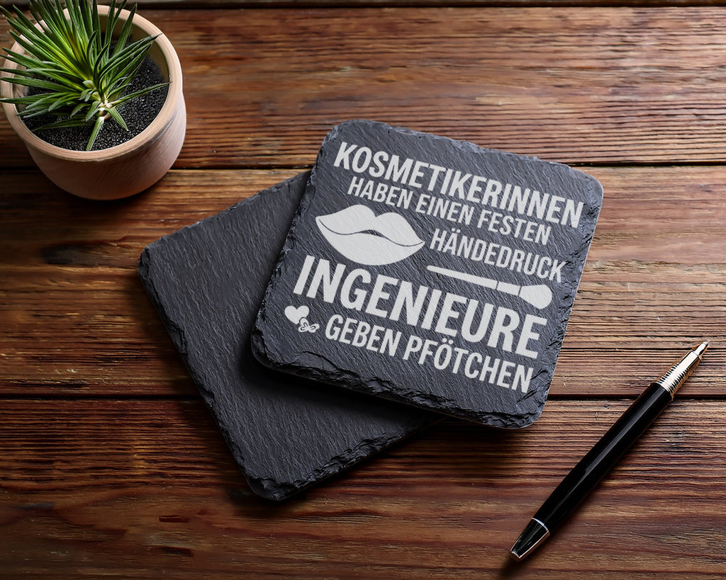 Schiefer Untersetzer Kosmetikerinnen Haben Festen Händedruck Ingenieur – Bild 5