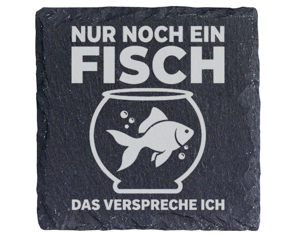 Schiefer Untersetzer Fisch Nur Noch Ein Versprechen - Lustiges Geschen – Bild 1