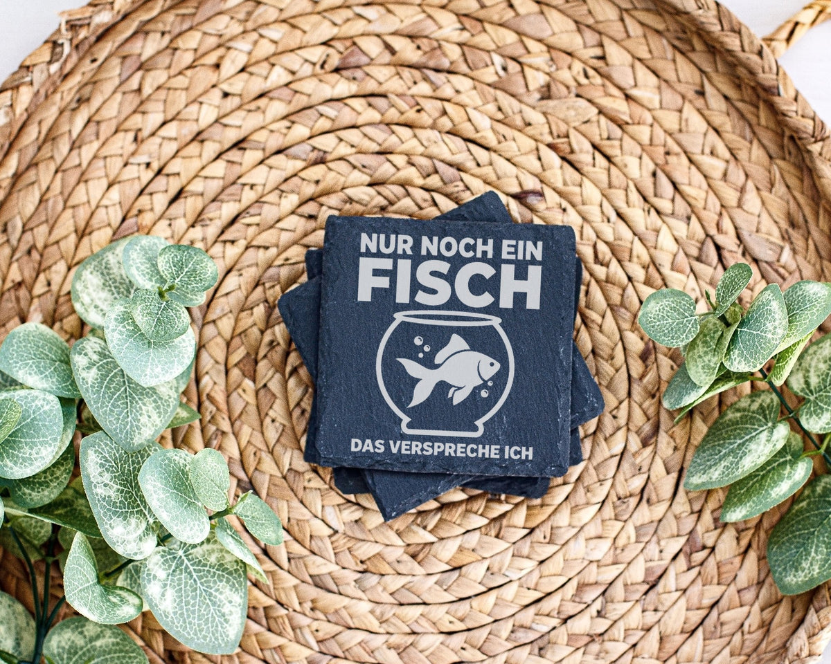 Schiefer Untersetzer Fisch Nur Noch Ein Versprechen - Lustiges Geschen – Bild 3