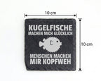 Schiefer Untersetzer Kugelfisch Glücklich Menschen Kopfweh - Lustiges  – Bild 4