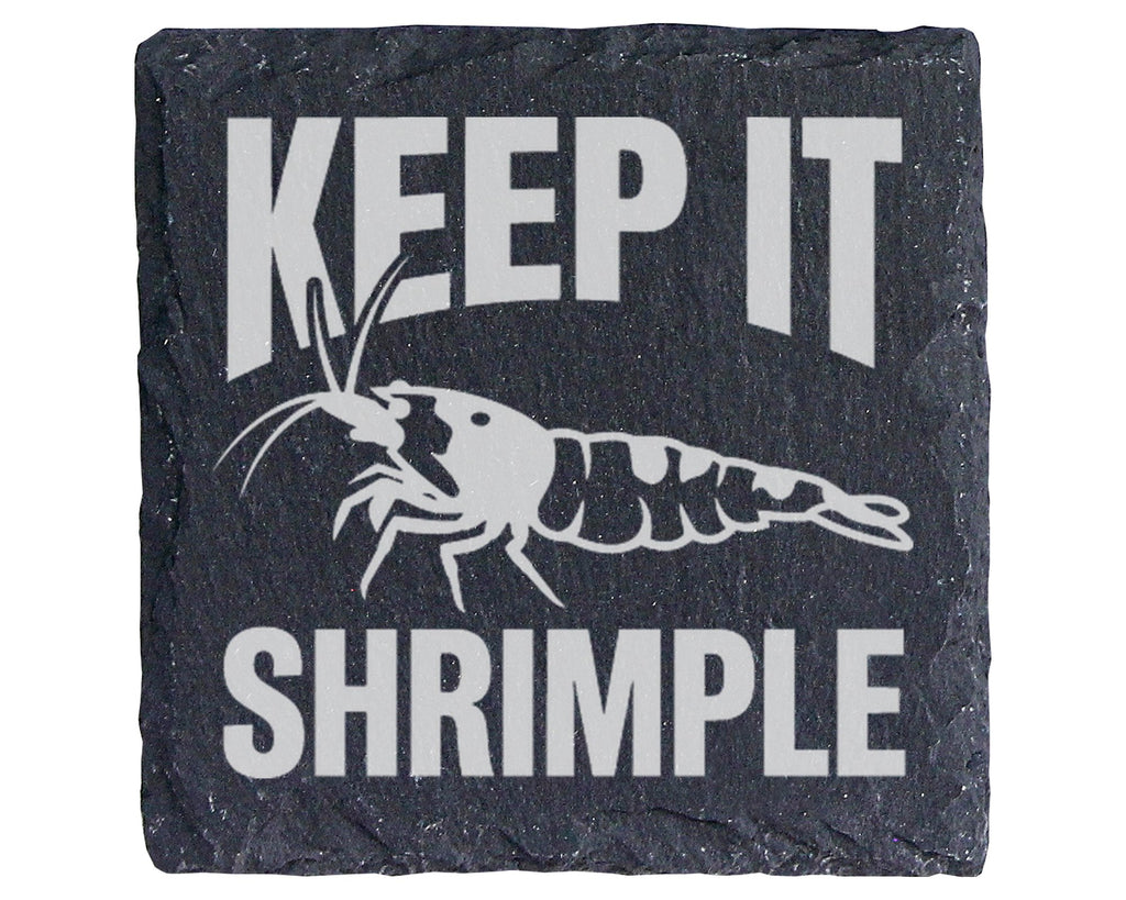 Schiefer Untersetzer Garnele Keep It Shrimple Spruch - Geschenk für Aq – Bild 1