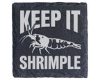 Schiefer Untersetzer Garnele Keep It Shrimple Spruch - Geschenk für Aq – Bild 1