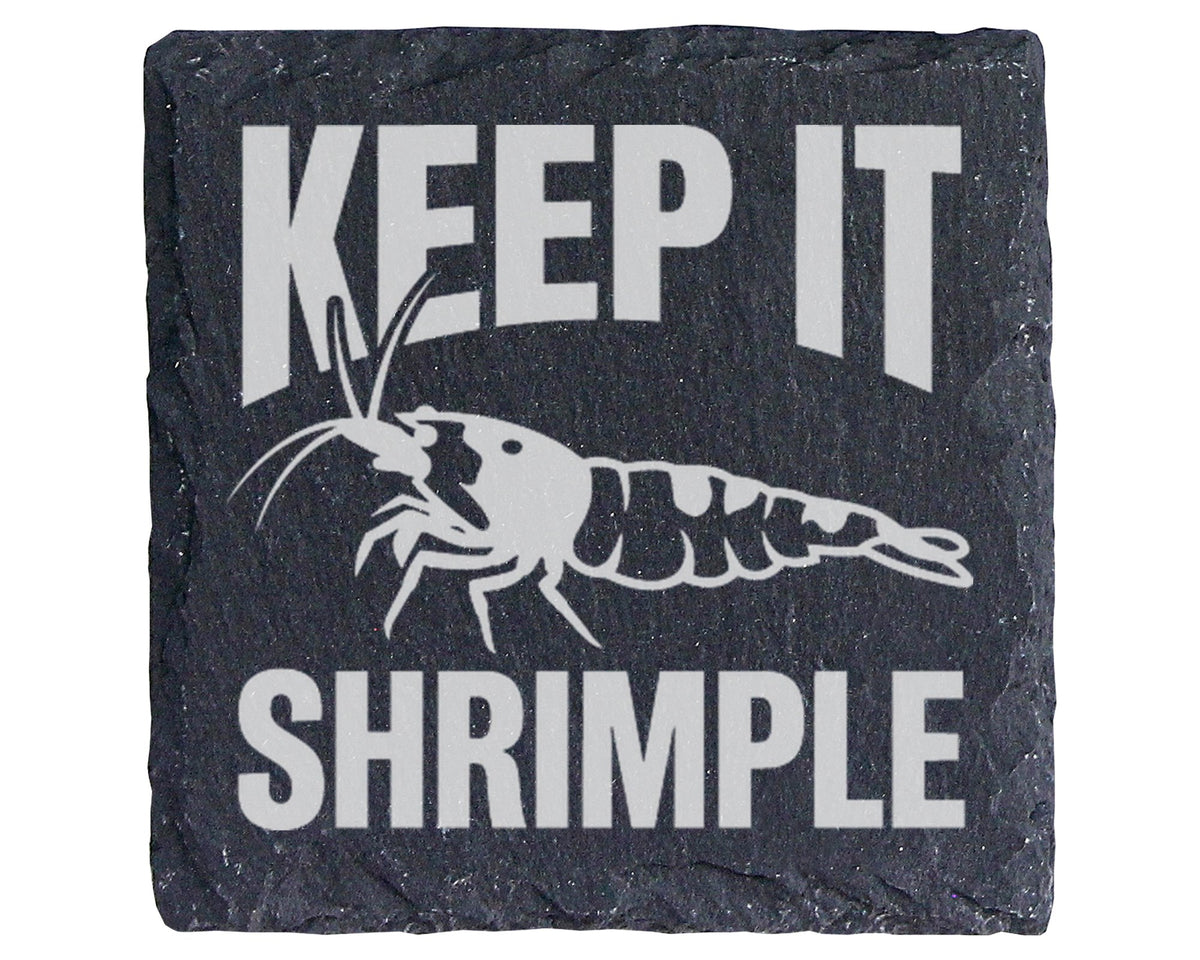 Schiefer Untersetzer Garnele Keep It Shrimple Spruch - Geschenk für Aq – Bild 1