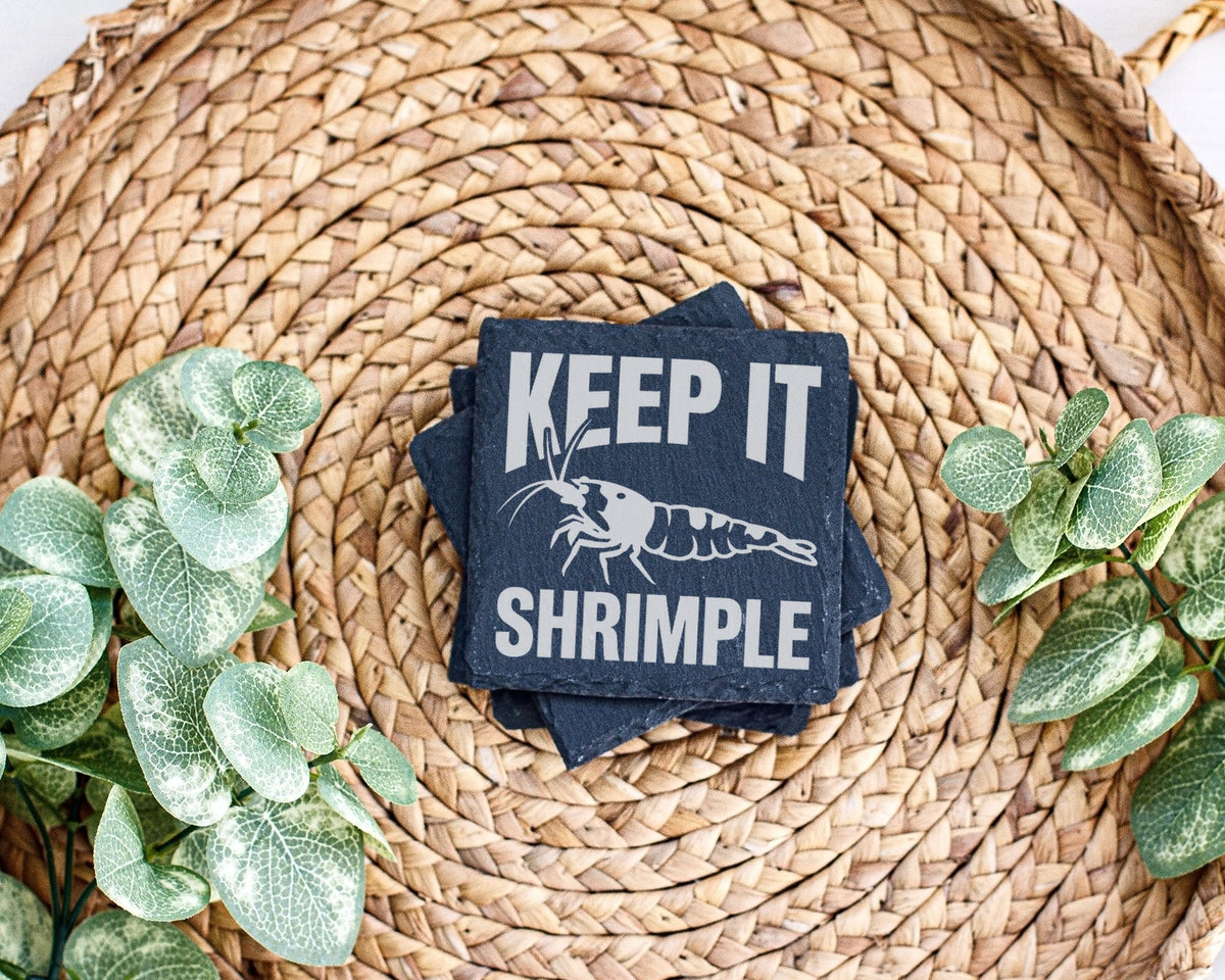 Schiefer Untersetzer Garnele Keep It Shrimple Spruch - Geschenk für Aq – Bild 3