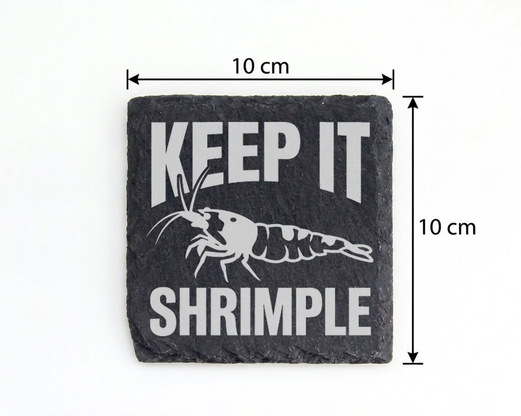 Schiefer Untersetzer Garnele Keep It Shrimple Spruch - Geschenk für Aq – Bild 4