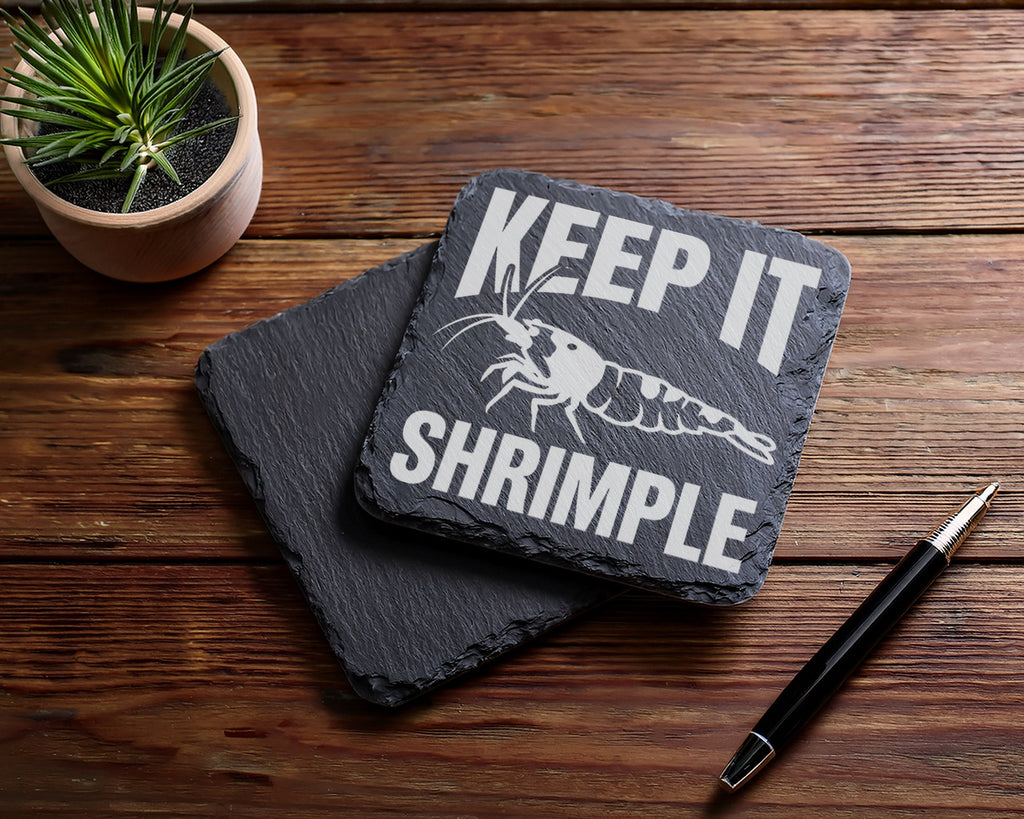 Schiefer Untersetzer Garnele Keep It Shrimple Spruch - Geschenk für Aq – Bild 5