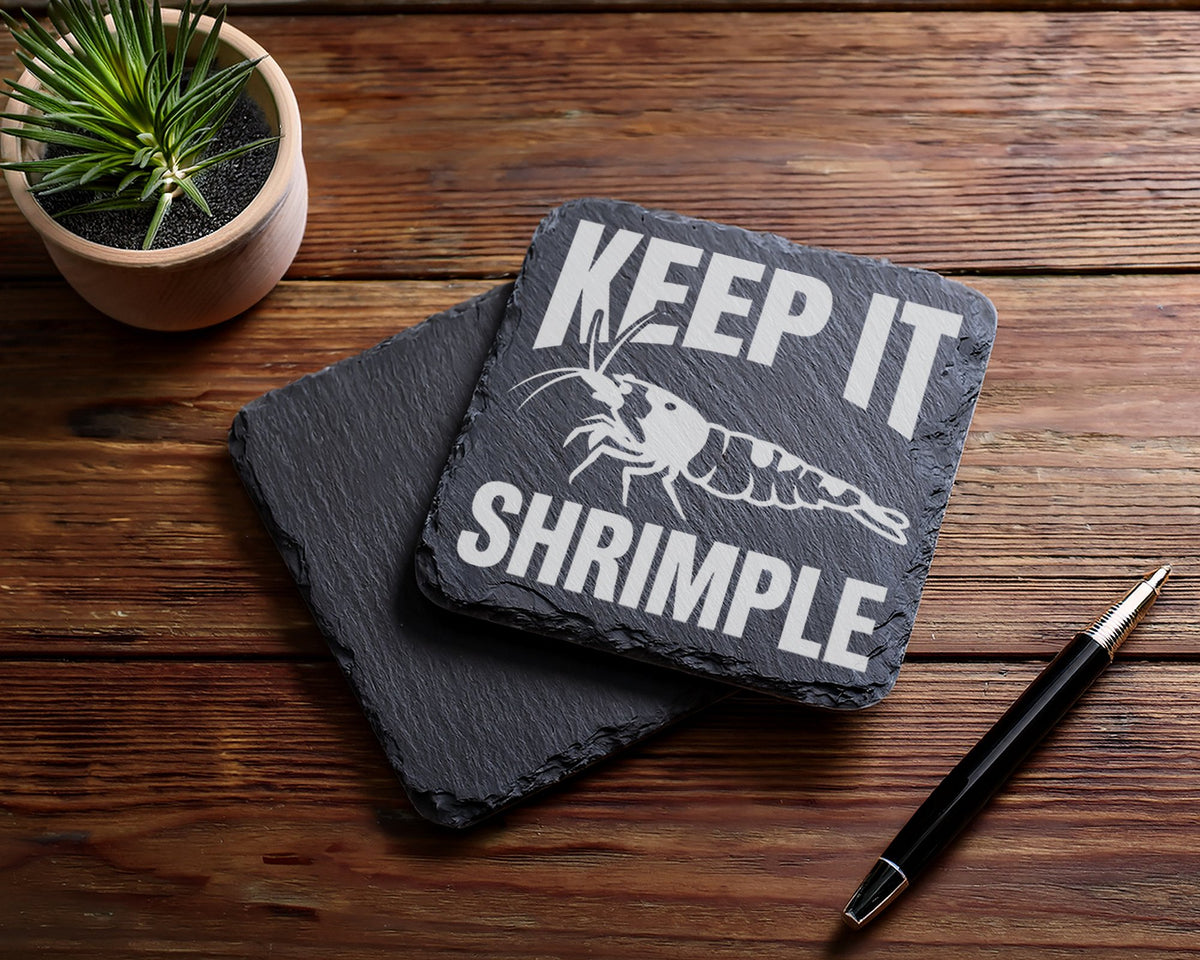 Schiefer Untersetzer Garnele Keep It Shrimple Spruch - Geschenk für Aq – Bild 5