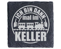 Schiefer Untersetzer Eisenbahn Ich Bin Dann Mal Im Keller - Geschenk f – Bild 1