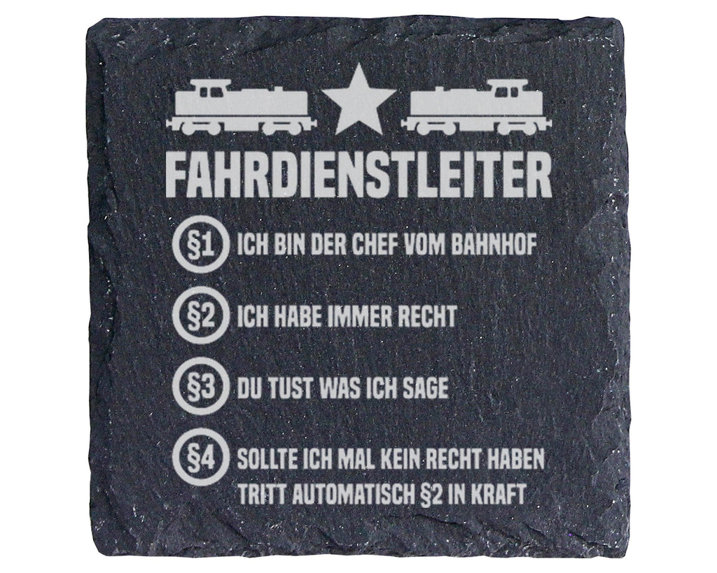 Schiefer Untersetzer Fahrdienstleiter Chef Vom Bahnhof Spruch - Gesche – Bild 1