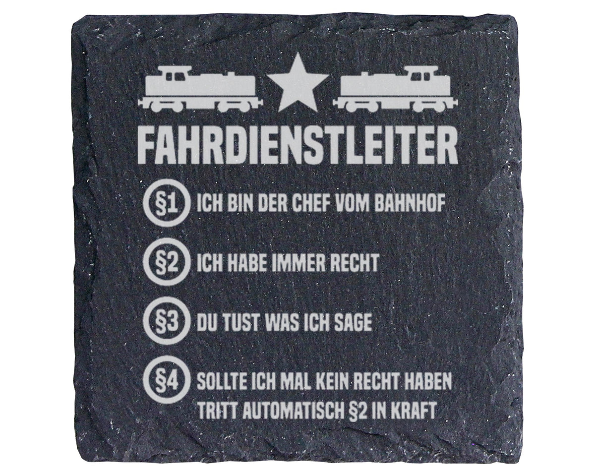 Schiefer Untersetzer Fahrdienstleiter Chef Vom Bahnhof Spruch - Gesche – Bild 1