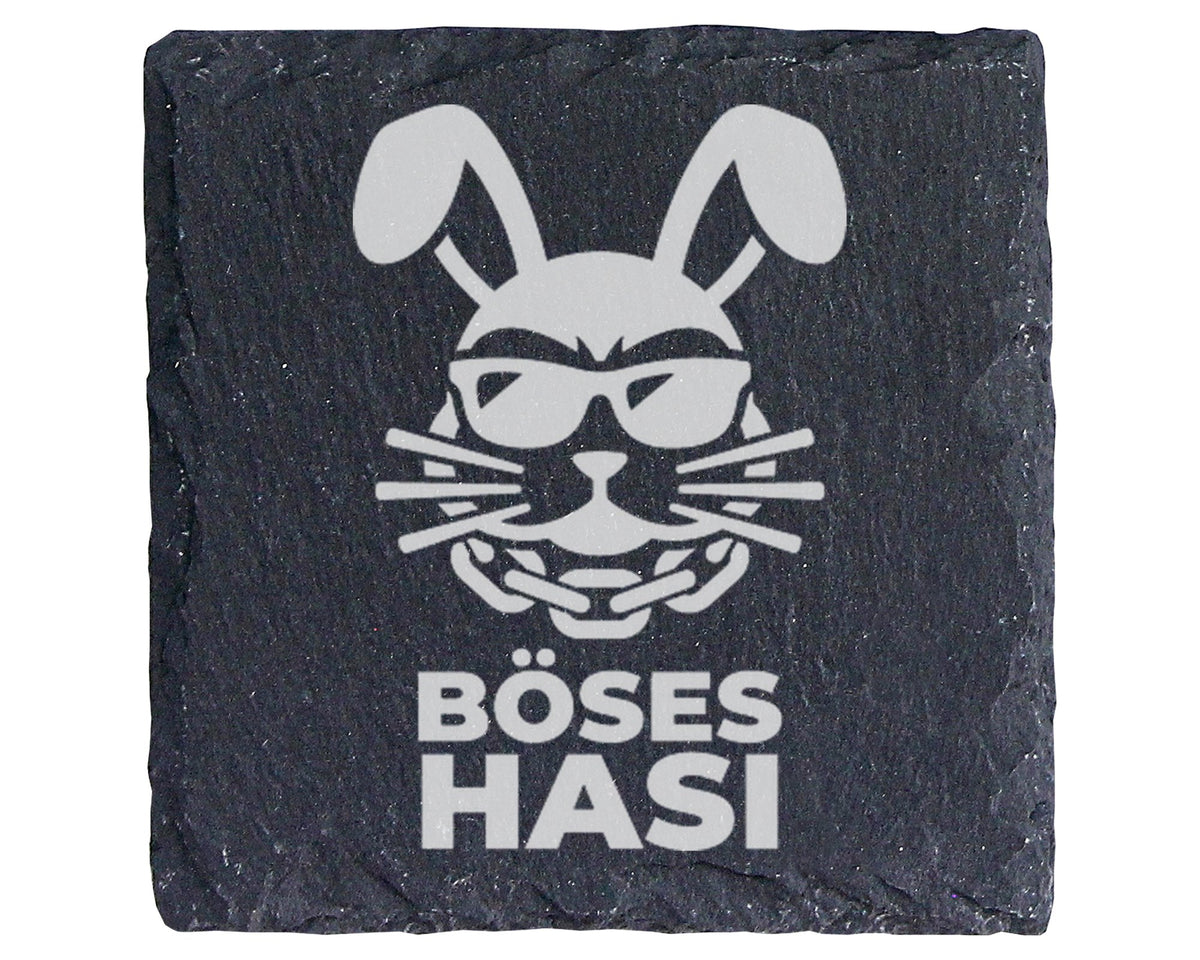 Schiefer Untersetzer Böses Hasi mit Sonnenbrille - Lustiges Geschenk f – Bild 1