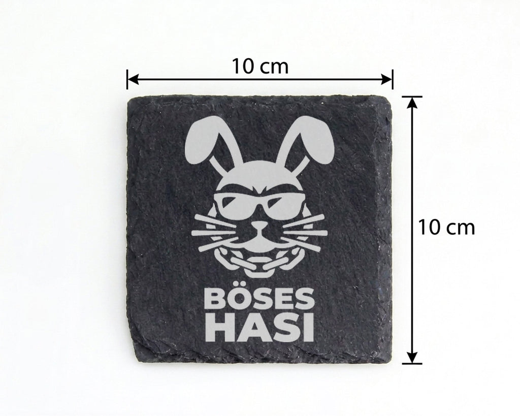 Schiefer Untersetzer Böses Hasi mit Sonnenbrille - Lustiges Geschenk f – Bild 4