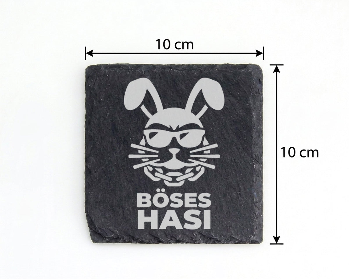 Schiefer Untersetzer Böses Hasi mit Sonnenbrille - Lustiges Geschenk f – Bild 4