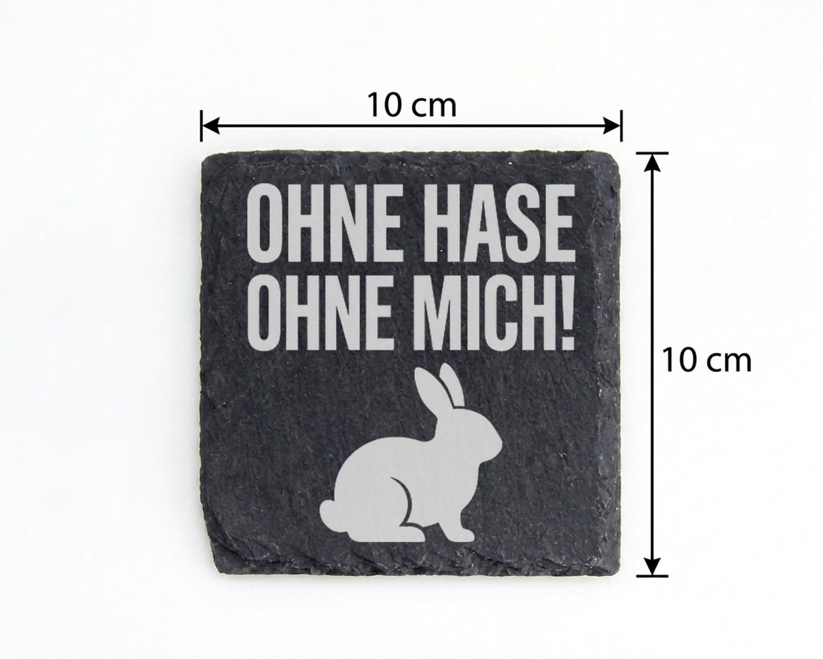 Schiefer Untersetzer Hase Ohne Mich Spruch - Geschenk für Kaninchen Be – Bild 4
