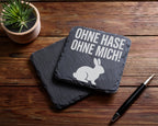 Schiefer Untersetzer Hase Ohne Mich Spruch - Geschenk für Kaninchen Be – Bild 5