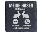 Schiefer Untersetzer Hasen Rufen An - Lustiges Geschenk für Kaninchen  – Bild 1