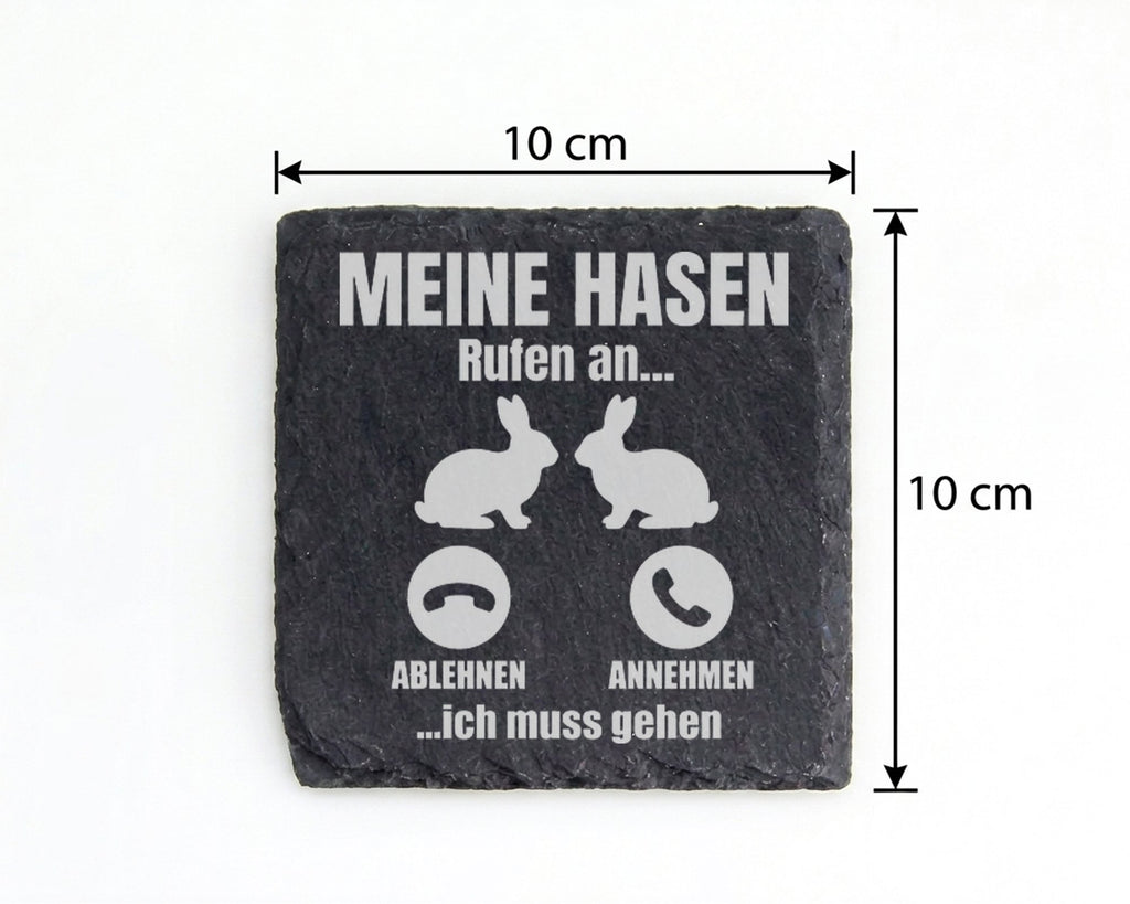 Schiefer Untersetzer Hasen Rufen An - Lustiges Geschenk für Kaninchen  – Bild 4