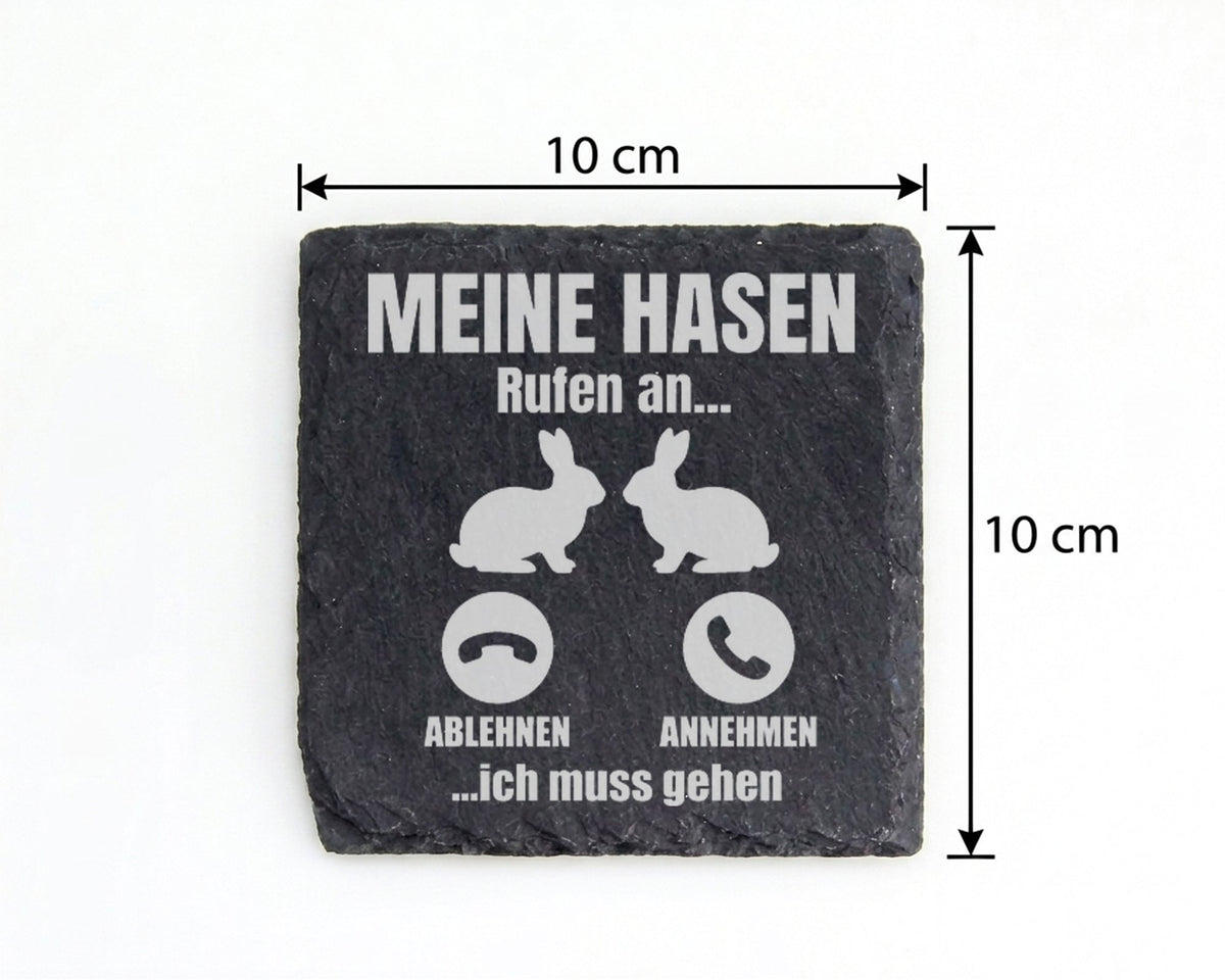 Schiefer Untersetzer Hasen Rufen An - Lustiges Geschenk für Kaninchen  – Bild 4
