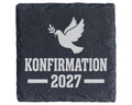 Schiefer Untersetzer Konfirmation 2027 Taube Ölzweig - Geschenk Für Ko – Bild 1