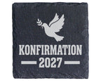 Schiefer Untersetzer Konfirmation 2027 Taube Ölzweig - Geschenk Für Ko – Bild 1