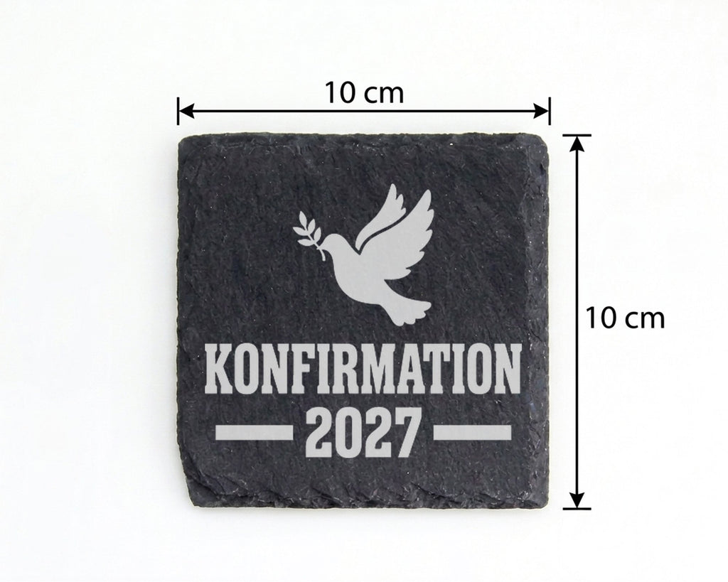 Schiefer Untersetzer Konfirmation 2027 Taube Ölzweig - Geschenk Für Ko – Bild 4