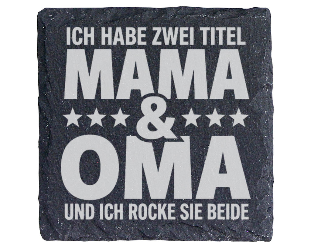 Schiefer Untersetzer Zwei Titel Mama Oma - Geschenk Für Beste Großmutt – Bild 1