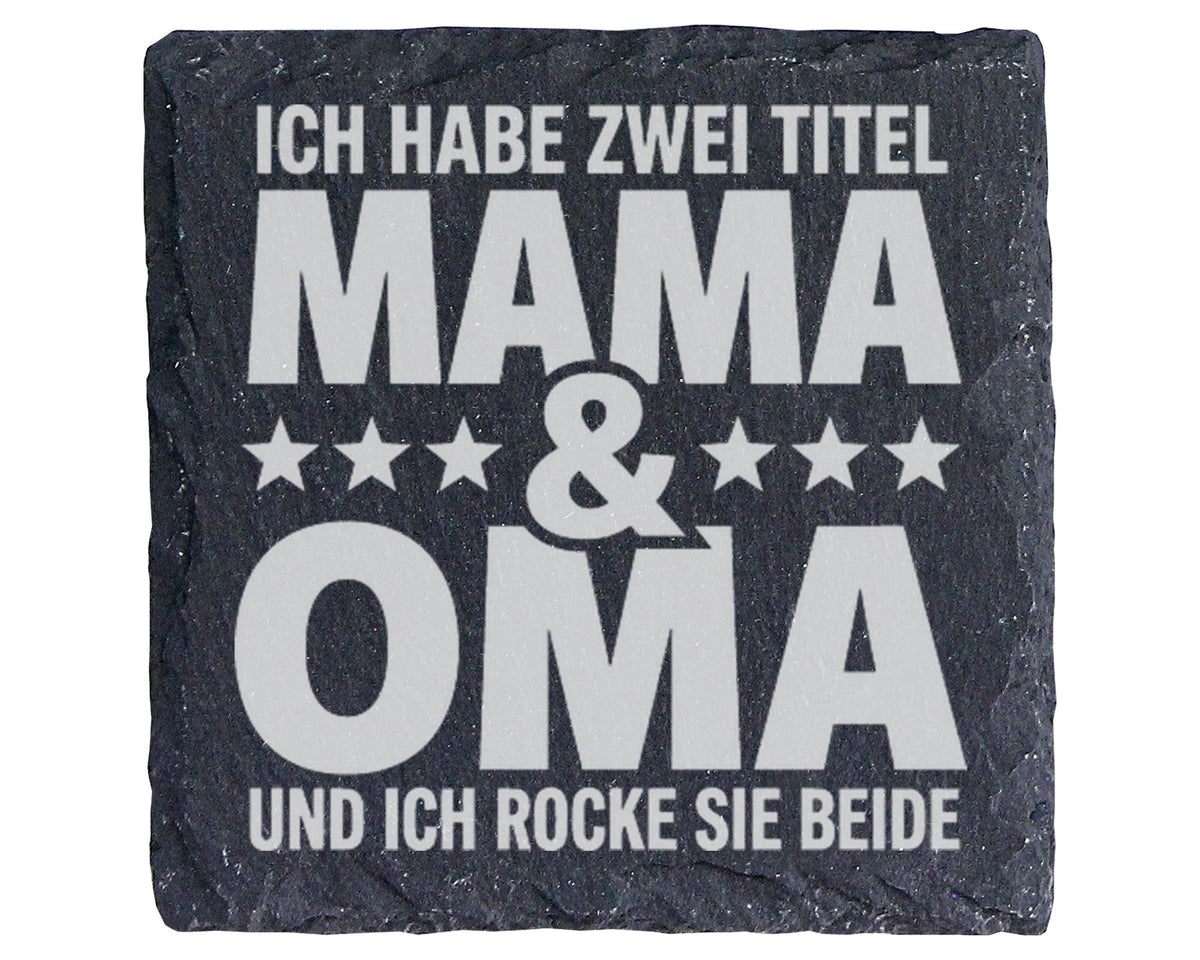 Schiefer Untersetzer Zwei Titel Mama Oma - Geschenk Für Beste Großmutt – Bild 1