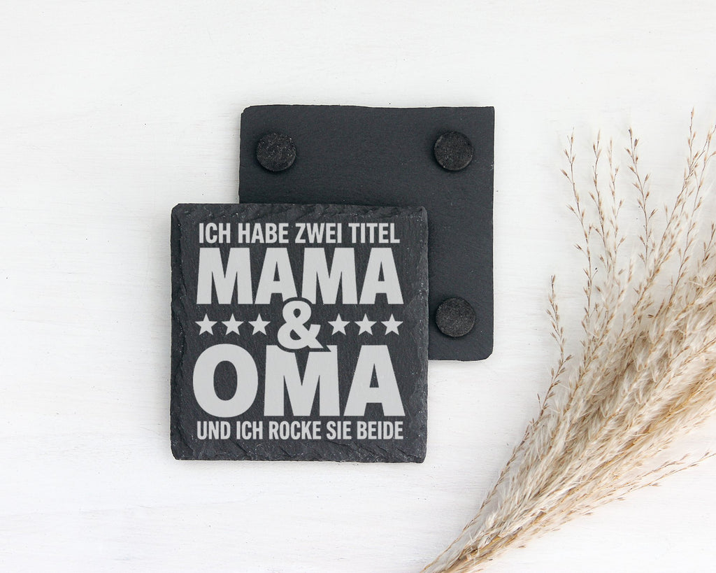 Schiefer Untersetzer Zwei Titel Mama Oma - Geschenk Für Beste Großmutt – Bild 2