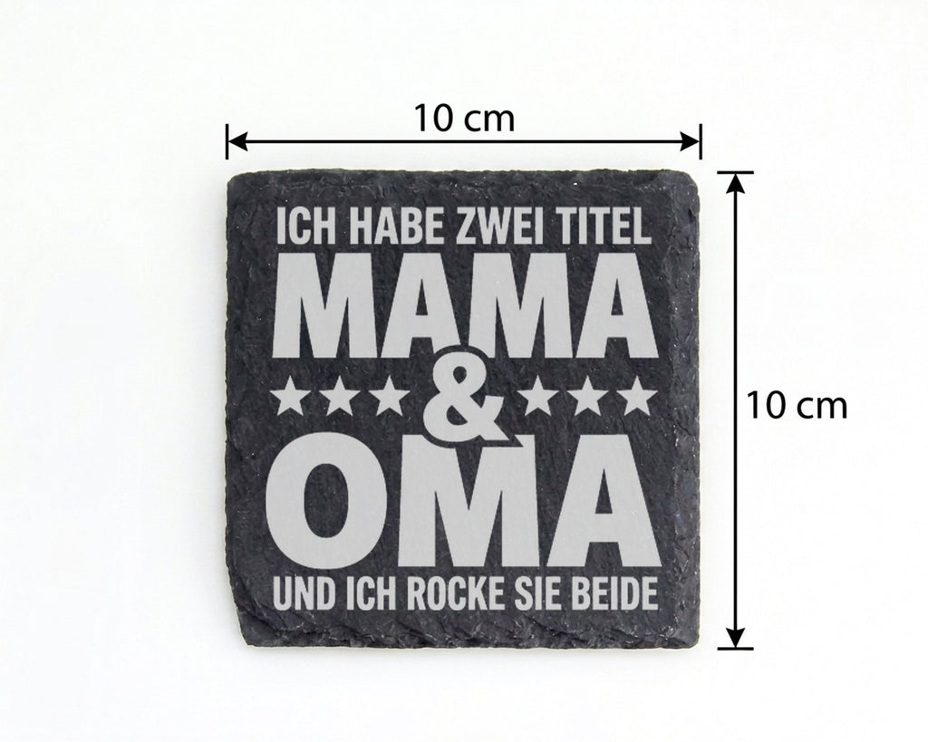 Schiefer Untersetzer Zwei Titel Mama Oma - Geschenk Für Beste Großmutt – Bild 4