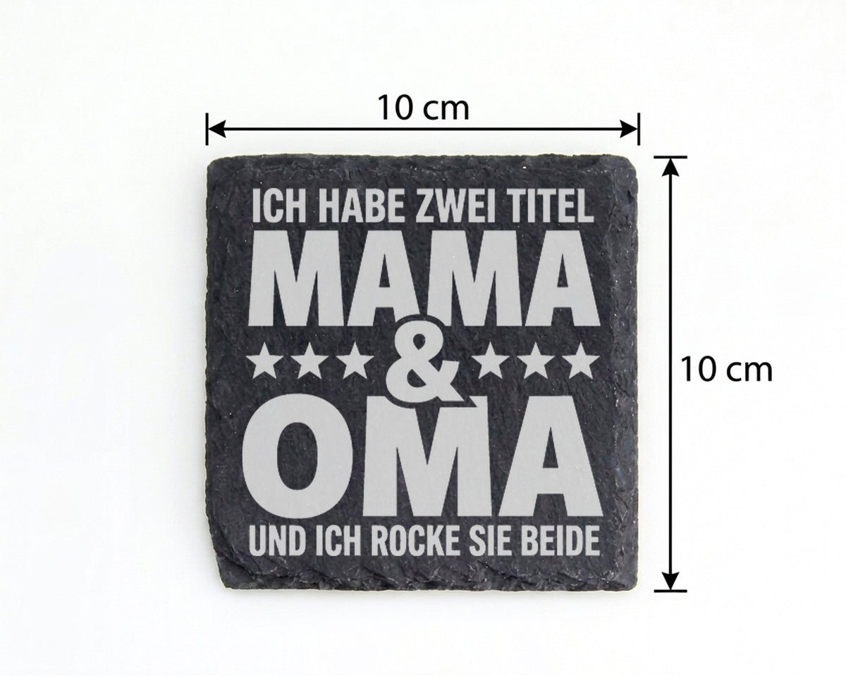 Schiefer Untersetzer Zwei Titel Mama Oma - Geschenk Für Beste Großmutt – Bild 4