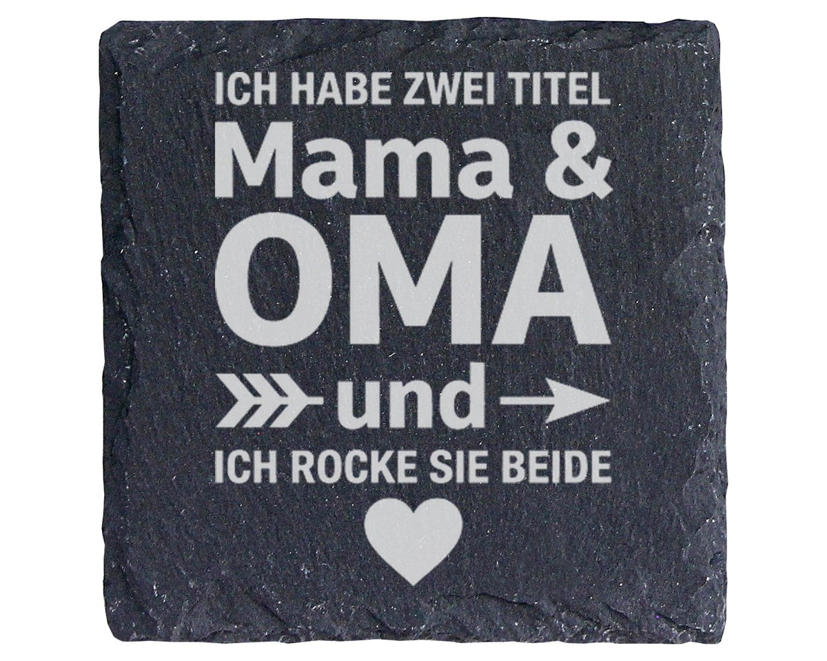 Schiefer Untersetzer Ich Habe Zwei Titel Mama Und Oma - Geschenk Für M – Bild 1