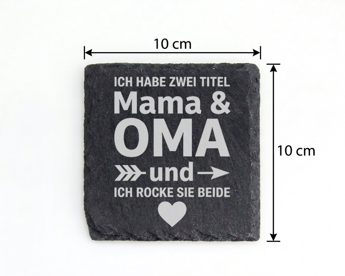 Schiefer Untersetzer Ich Habe Zwei Titel Mama Und Oma - Geschenk Für M – Bild 4