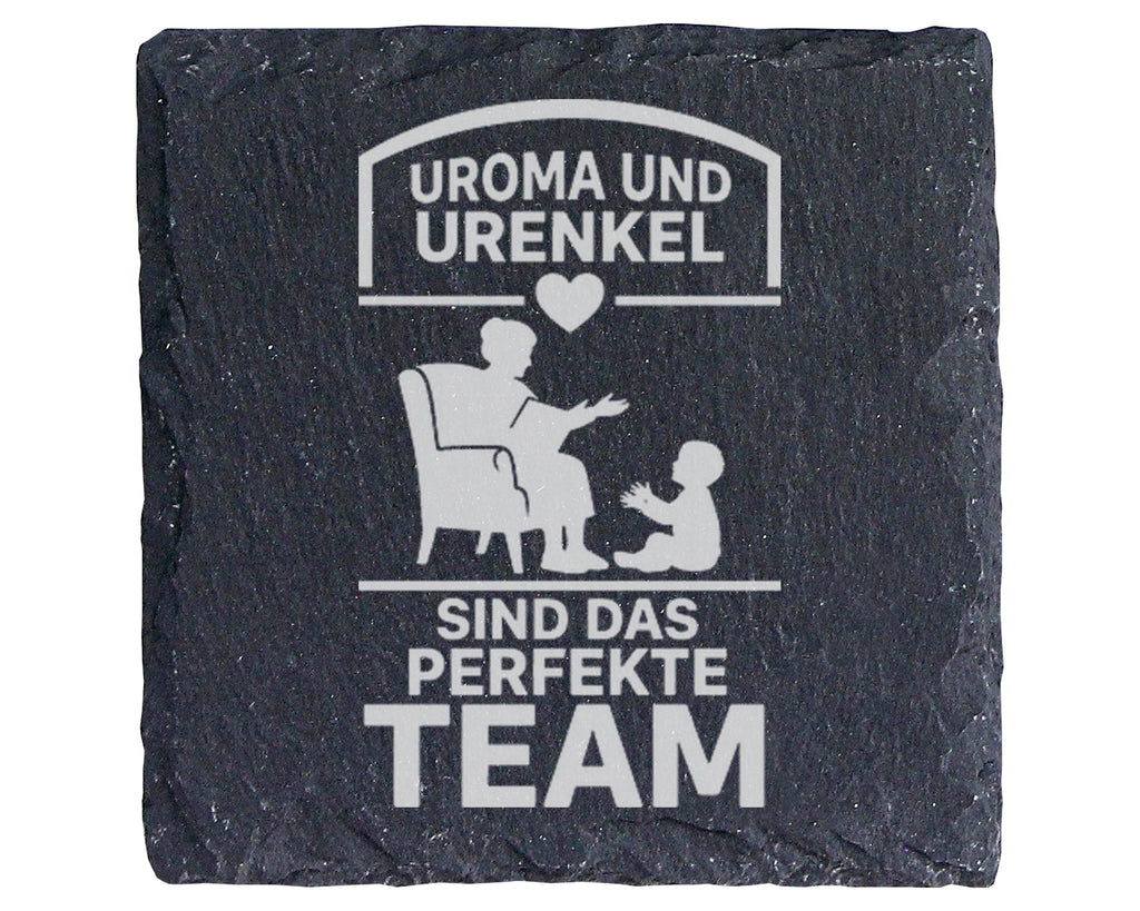 Schiefer Untersetzer Uroma Und Urenkel Team Spruch - Geschenk für Urgr – Bild 1