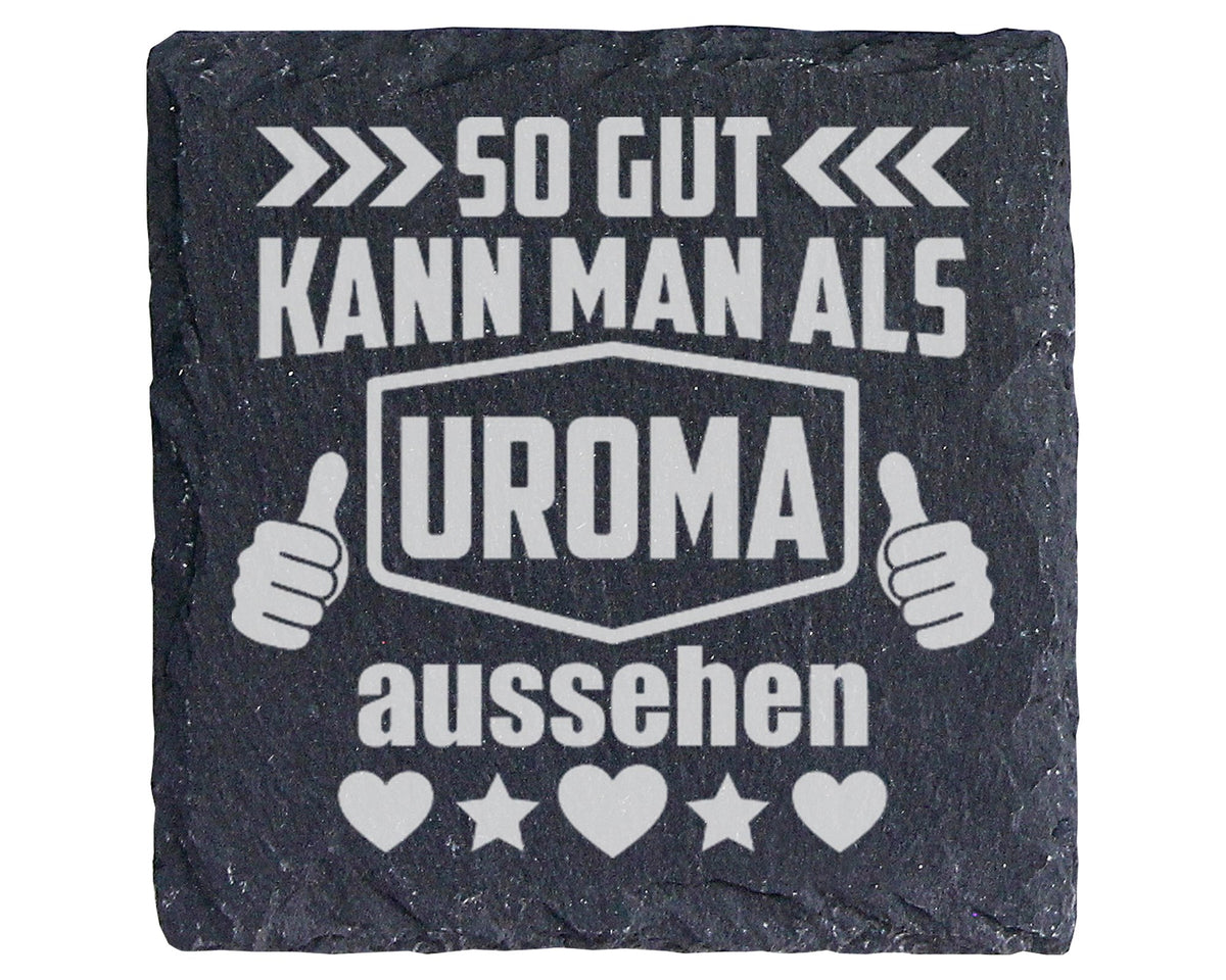 Schiefer Untersetzer Uroma So Gut Aussehen - Lustiges Geschenk für Urg – Bild 1