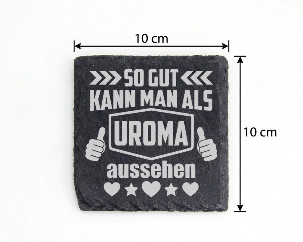 Schiefer Untersetzer Uroma So Gut Aussehen - Lustiges Geschenk für Urg – Bild 4