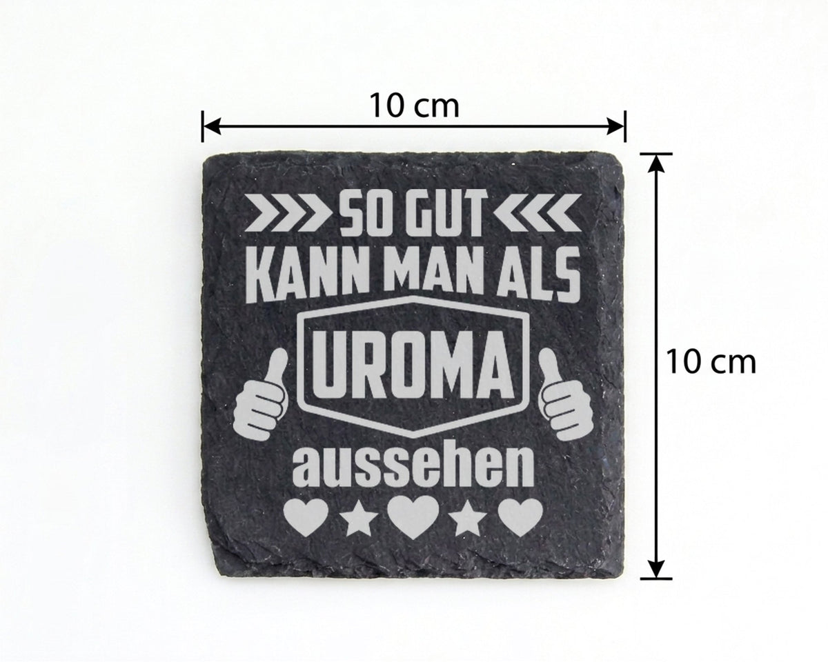 Schiefer Untersetzer Uroma So Gut Aussehen - Lustiges Geschenk für Urg – Bild 4