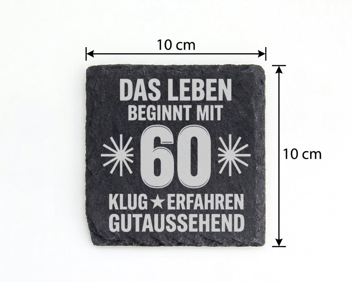 Schiefer Untersetzer 60 Geburtstag Das Leben Beginnt Mit Sechzig - Ges – Bild 4