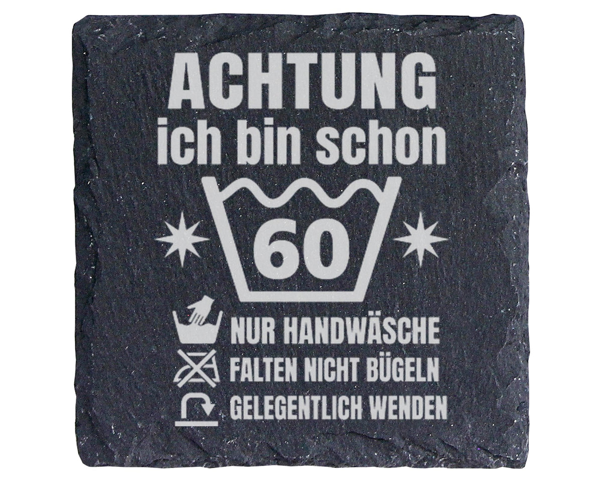 Schiefer Untersetzer 60 Geburtstag Achtung Handwäsche - Lustiges Gesch – Bild 1