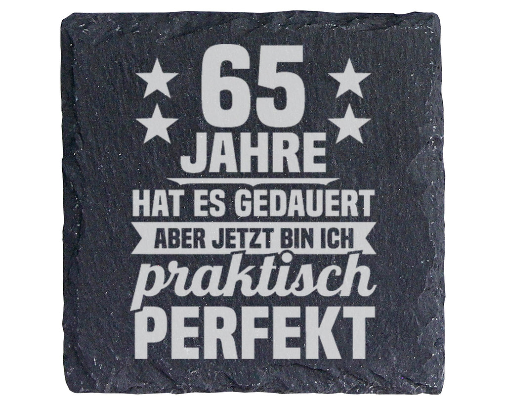 Schiefer Untersetzer 65 Jahre Geburtstag Spruch - Lustiges Geschenk fü – Bild 1
