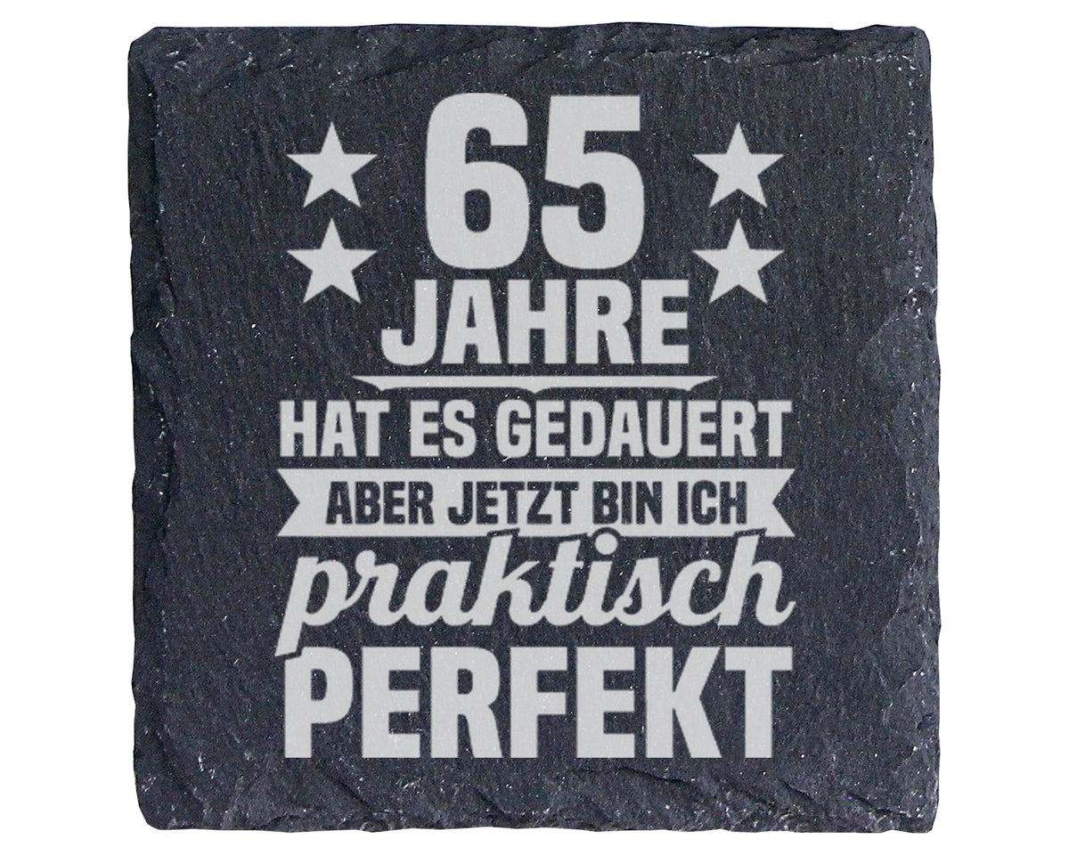 Schiefer Untersetzer 65 Jahre Geburtstag Spruch - Lustiges Geschenk fü – Bild 1