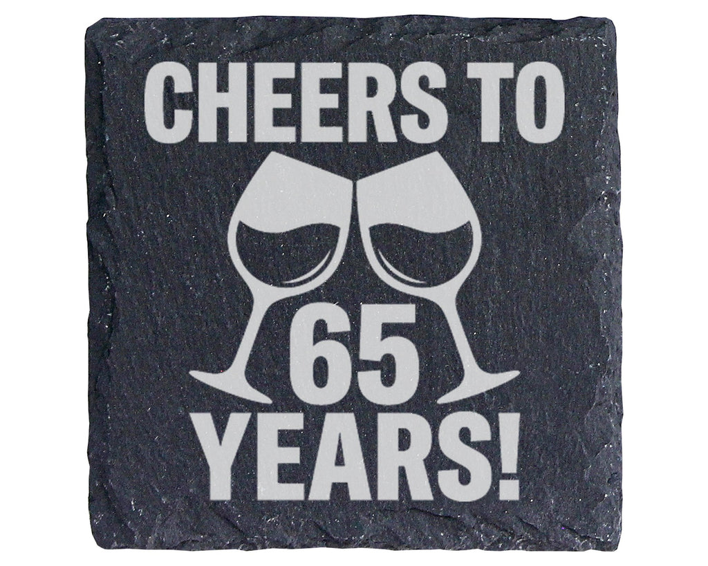 Schiefer Untersetzer 65 Jahre Cheers To Years - Geschenk zum Geburtsta – Bild 1