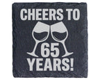 Schiefer Untersetzer 65 Jahre Cheers To Years - Geschenk zum Geburtsta – Bild 1