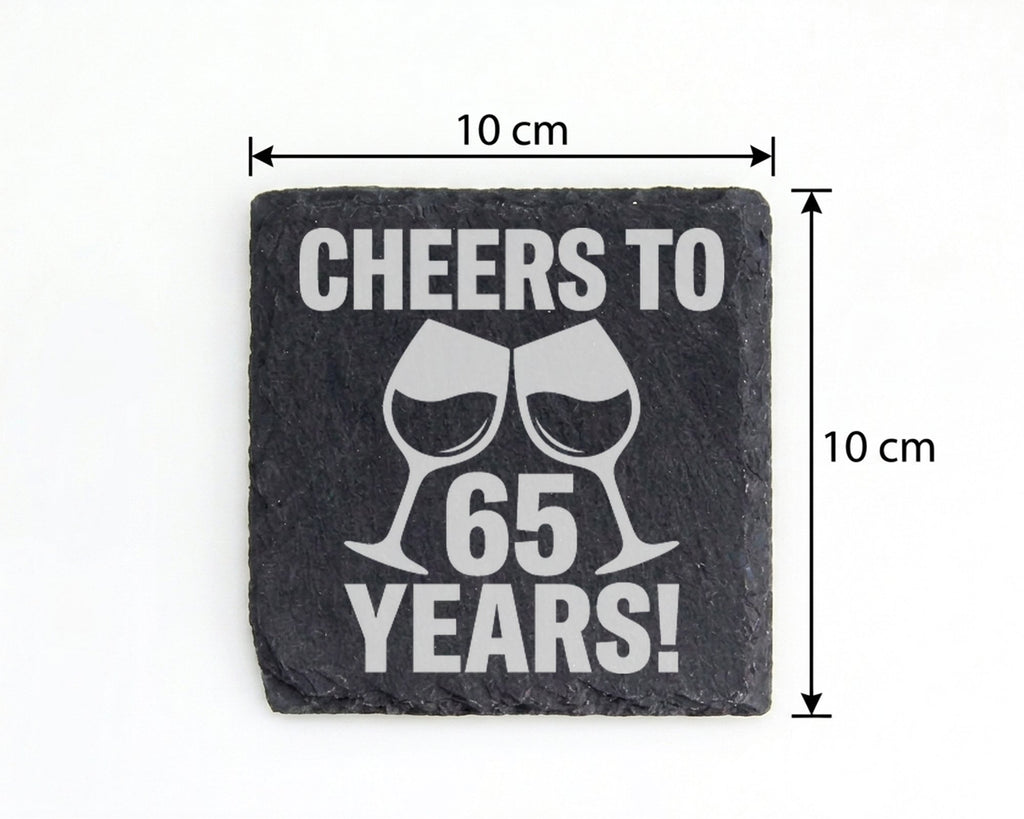 Schiefer Untersetzer 65 Jahre Cheers To Years - Geschenk zum Geburtsta – Bild 4
